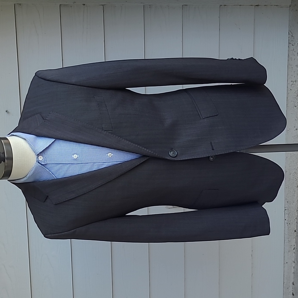 HUGO BOSS‎ The James4 Brown Grey Modest Striped Virgin Wool Sz 38 R Sport Coat